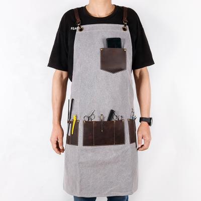 China Multifunctional Leather Pouch/Salon Leather Barber Apron Custom Logo Canvas Men's Cross Back Design Custom Quality Changrong Leather Adjustable for sale