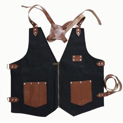 China CHANGRONG Salon Custom Denim Barber Shop Hairdresser Vest for sale