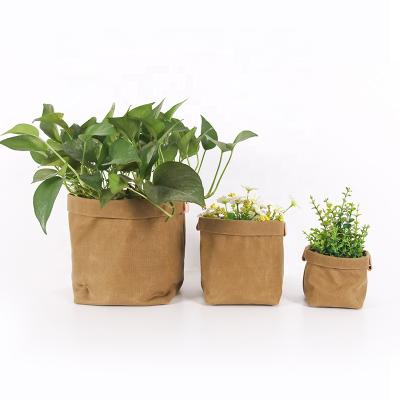 China Changrong Canvas Reusable Custom Waterproof Waxed Garden Plant Flower Container Pot Bag for sale