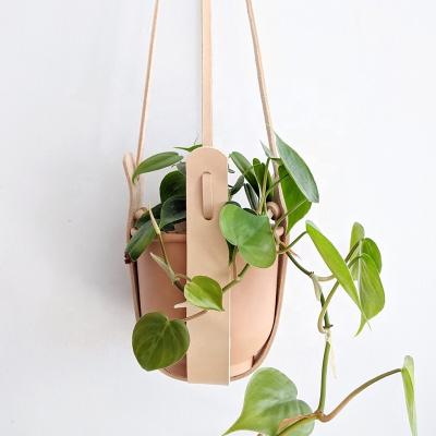 China Custom CHANGRONG Vegetable-tanned Leather Flower Planter Hanging Pots for sale