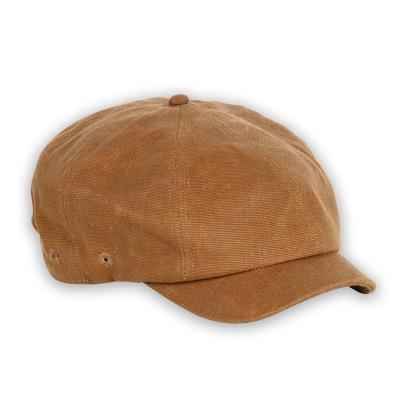 China CHANGRONG/outdoor use embroidery logo durable custom brown waxed canvas newsboy bakerboy hat for men for sale