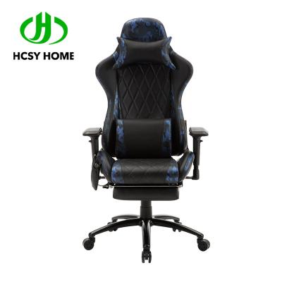 China HCSY Racing Custom Seat Racing Computer Chair Gamer Leather Massage Gaming Chair With Footrest for sale