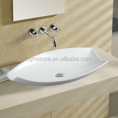 China Modern Bathroom White Oval Shape Ceramic Basins Wash Ware Sanitary Ware Countertops Basin Sink for sale