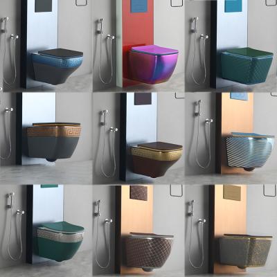 China Automatic Operation Bathroom Equipment Wall Mounted Toilet Ceramic Gold One Piece Toilet Manufacturers for sale