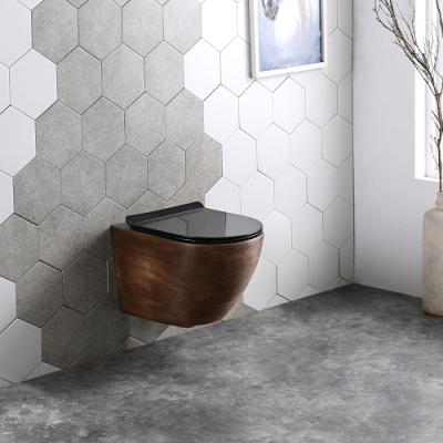 China 2020 Ceramic Wall Hung Mounted Round Toilets Luxury One Piece Bathroom Toilet Cistern for sale