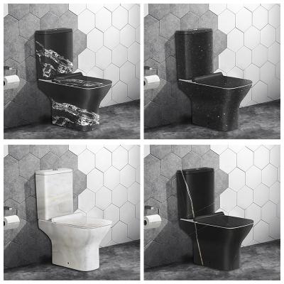 China Exquisite Toilet Sanitary Two-piece Bathroom Ware Double-Flow Ceramic Art Floor Floor Toilet for sale