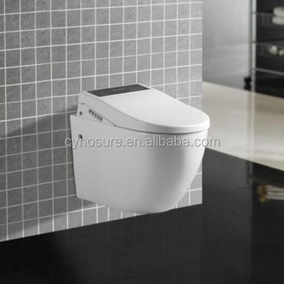 China Unique P-trap Design Cistern Hidden Hanging Toilet Bowl Luxury With Seat Cover Smart Washdown Wc Rimless Sanitary Ware Wall Hung Toilet for sale