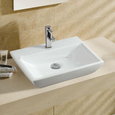 China Rectangle Modern Ceramic Countertop Bathroom Wash Basin White Sanitary Ware Drop Down Vessel Sinks for sale