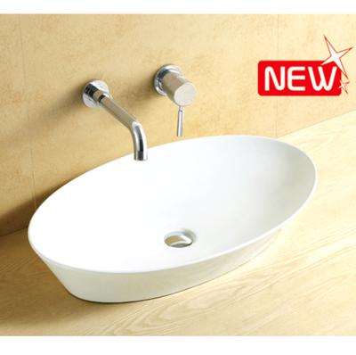 China Modern New Design Elegant Oval Over The Hand Basins Bathroom Sink Top Wash Basin for sale