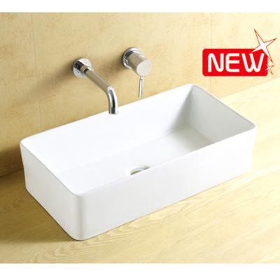 China Modern Rectangular Bathroom Art Wash Basin Sink Bathroom Ceramic Table Top Wash Hand Basin for sale