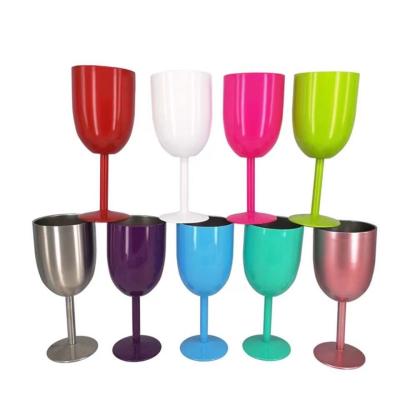 China Sustainable 10oz Double Wall Stainless Steel Wine Tumbler Goblet With Lid Metal for sale