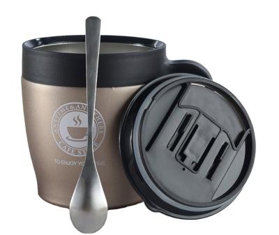 China Factory Sustainable Sale Widely Used Double Vacuum Stainless Steel Mug With Handle Coffee Mug And Vacuum Cup With Spoon for sale