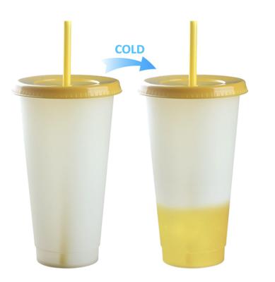 China Custom Sustainable Professional Wholesale High Quality Plastic Color Changing Cup With Straw for sale