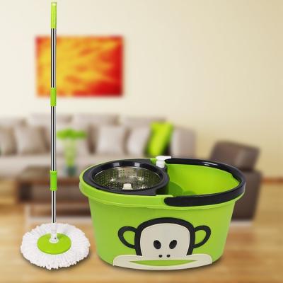 China Wholesale Hot Selling Viable Plastic Rotating Broom Bucket Floor Cleaning Broom With Monkey Face Magic Broom for sale