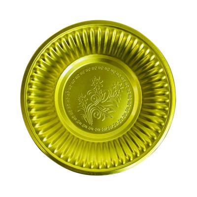 China Fruit Platter Tinplate Dinnerware Durable Gold Embossed Dish Customized Plate Customized for sale