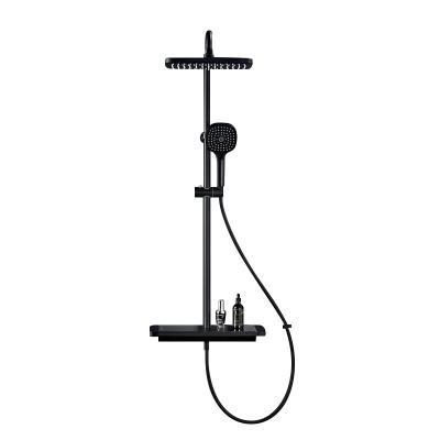 China With sliding bar wall shower set faucet black mixer bathroom shower set black white color bath&shower taps for sale