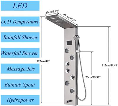 China Without Sliding Bar Low MOQ Led Screen Control Multifunction Shower Panel With Massage Flow Pattern for sale