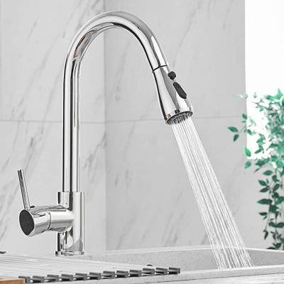 China Pull Out High Quality Spray Pull Out Kitchen Faucet Brass Mixer UK Hot Selling Crermic Cartridge Hose Out Hot Cold Chrome Water for sale