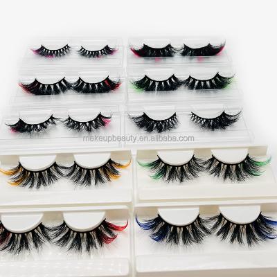 China 2022 25mm Full Strip Mink Lash Private Label 3d Strip Mink Lashes With Color Colored Eyelash Strips Full for sale