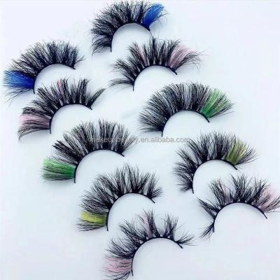 China Colorful Dramatic Shimmer Colored Strands Style Russian Volume Mink Strip Lashes Deep Curl Party Lashes for sale