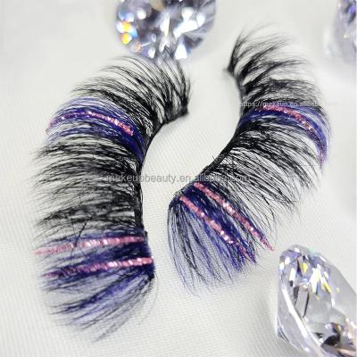 China Stage Makeup Lashes Colorful Glitter Color Eyelash With Star Decorate Bling Vegan 3d Mink Eyelash Colored Lashes for sale