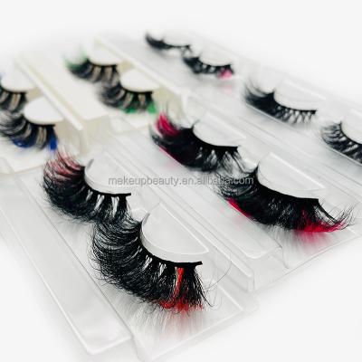 China Hot Highlights Colored Amplify 25mm 5d 3d Mink Eyelashes Color Mink Russian Natural Strip Eyelash Seller for sale