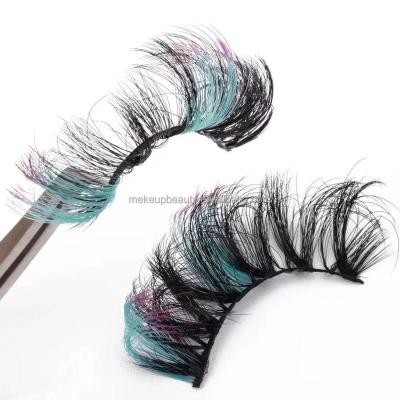 China New Style 20-25mm Colored 3d Mink Lashes Premium Party Style Eye Lashes Coloful Colorful Handmade Eyelashes for sale