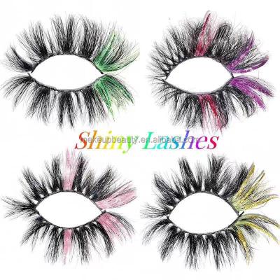 China New Style Colorful Strip Color Full Volume 3d Mink Lashes Real Mink Fur Eyelashes Wholesale for sale