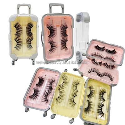 China Cute Lash Boxes Eyelash Box Mini Luggage Suitcase 3d Mink Eyelash Packaging Case 25mm Colorful Private Label Wholesale for sale