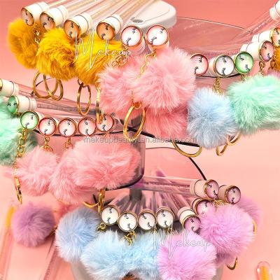 China Hot Selling Custom Logo Eye Lash Eyelash Spoolies Brow Brushing & Cleaning Brush In Tube Keychain Mascara Eyelash Extension Brush Key Chain for sale