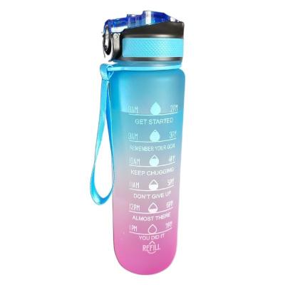 China 2021 Fashion Eco Sustainable Reusable Water Bottle Plastic Sports Drink Bottle With Time Marker for sale