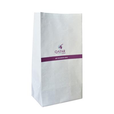 China Disposable Vomit Paper Bag QATAR Airline Airline Flight Sickness Disposable Customized Paper Bag for sale