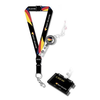 China Promotional Cheap Custom Tubular Quality Airline Gift Badge Holder Retractable West Atlantic Lanyard Lanyard Strap Id Badge High for sale