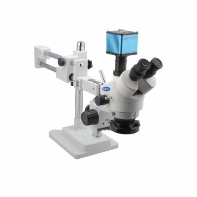 China Trinocular Double Arm Boom Zoom Stand Stereo Trinocular Microscope For Mobile Phone Electronics Repair SMZ0745T for sale