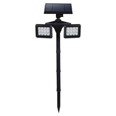 China Garden New Arrival 24 Led Light Outdoor Garden Spike Spot Lights Solar Led Spotlight Dual Heads Solar Lawn Spotlight for sale