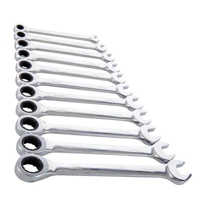 China Chrome vanadium steel factory wholesale Fixed ratchet wrench spanner combination set 10mm 14mm 15mm 18mm 28mm one open end CRV Steel for sale