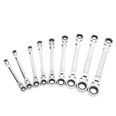 China Chrome vanadium steel Professional grade ratchet wrench set flex double box end adjustable Chrome Vanadium Steel Long Flexible Reversible for sale