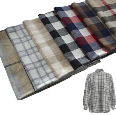 China Wool Coat Fabric Plaid Check Flannel Wool Polyester Viable Blend Fabric For Women Skirt Shirt Coat Blouse Autumn Winter Manufacturer for sale