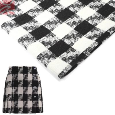 China Winter Autumn Woven Wool Blend Manufacturer Fabricplaid Check Black White For Women Coat Skirt Pants Jacket Blouse Clothing for sale