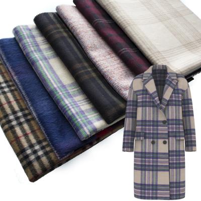 China Viable colorful woven wool blend fabric plaid check tartan dishonest tweed for women ladies coat skirt overcoat suit winter clothing for sale