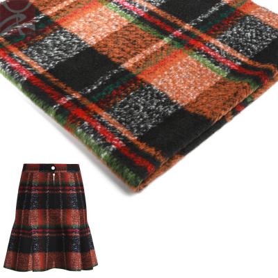 China Nice Viable Color Check Plaid Tweed Woven Wool Blend Yarn Dyed Fabric For Coat Skirt Pants Jacket Blouse Clothing for sale