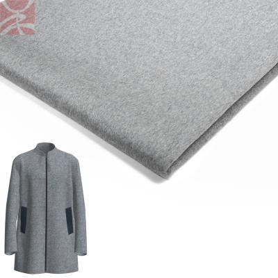 China Good quality sustainable double faced woven wool maker gray sided woolen yarn dyed fabric for clothinging coat suit skirt pants for sale