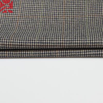 China Sustainable Customized Classic Check Houndstooth Yarn Dyed Tweed Woolen Fabric For Overcoat for sale