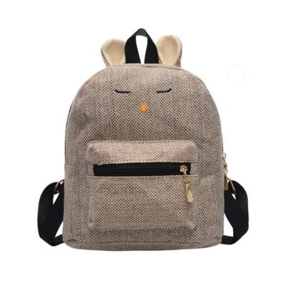 China 2020 New Fashion Waterproof Travel Girls Mini Cute Cartoon Cotton Linen Backpack Outdoor School Bag for sale