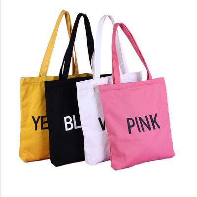 China Wholesale Han Edition Manufacturers Full Color Print Advertising Zipper Cotton Bags Custom Gifts Portable Canvas Shopping Bags for sale