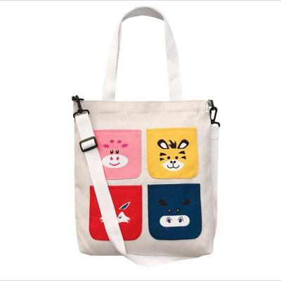 China Han Edition Canvas Bag Large Capacity Student Korean Casual Stylish Cute Canvas Bag Animal Printing Canvas Bag for sale