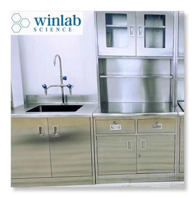 China Modern Hospital lab furniture clean room 304 stainless steel worktable with sink and faucet of kitchen cabinet for sale