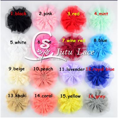 China Fashion Sell Double Scout Lace Flower Head Brooch DIY Head Badge 16 Color Shoe Accessories for sale