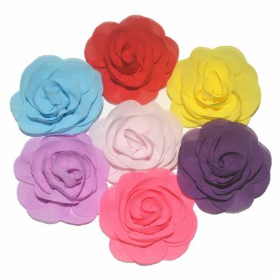 China 6CM Chiffon Smart Casual Fabric Rosette Flowers WITH STAPLES Girl Fashion Hairpins Headwear 26 Color Alternative for sale