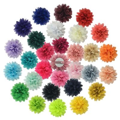 China Fashion 10 -11cm Large Lightweight Chiffon Flower With Hair Clip Girl's Headband Accessories Wedding Bouquet Decor 30 Colors for sale